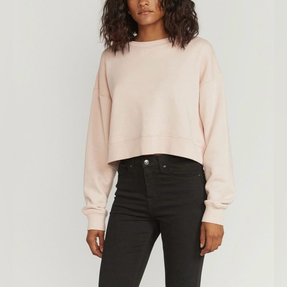 Ninety Percent Pink Sweatshirt Boxy Oversized Athleisure Organic Cotton Pullover - Picture 3 of 10